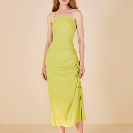 Vestido Midi Com Franzido