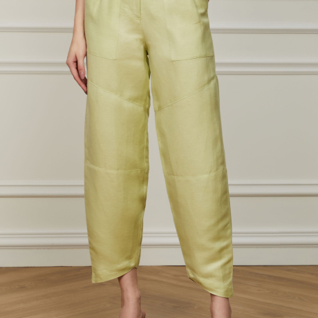 Calça De Linho Com Nervuras