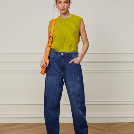 Calça Jeans Slouchy Lateral Deslocada