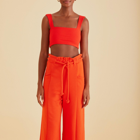 Calça Pantalona Moletom Amarração