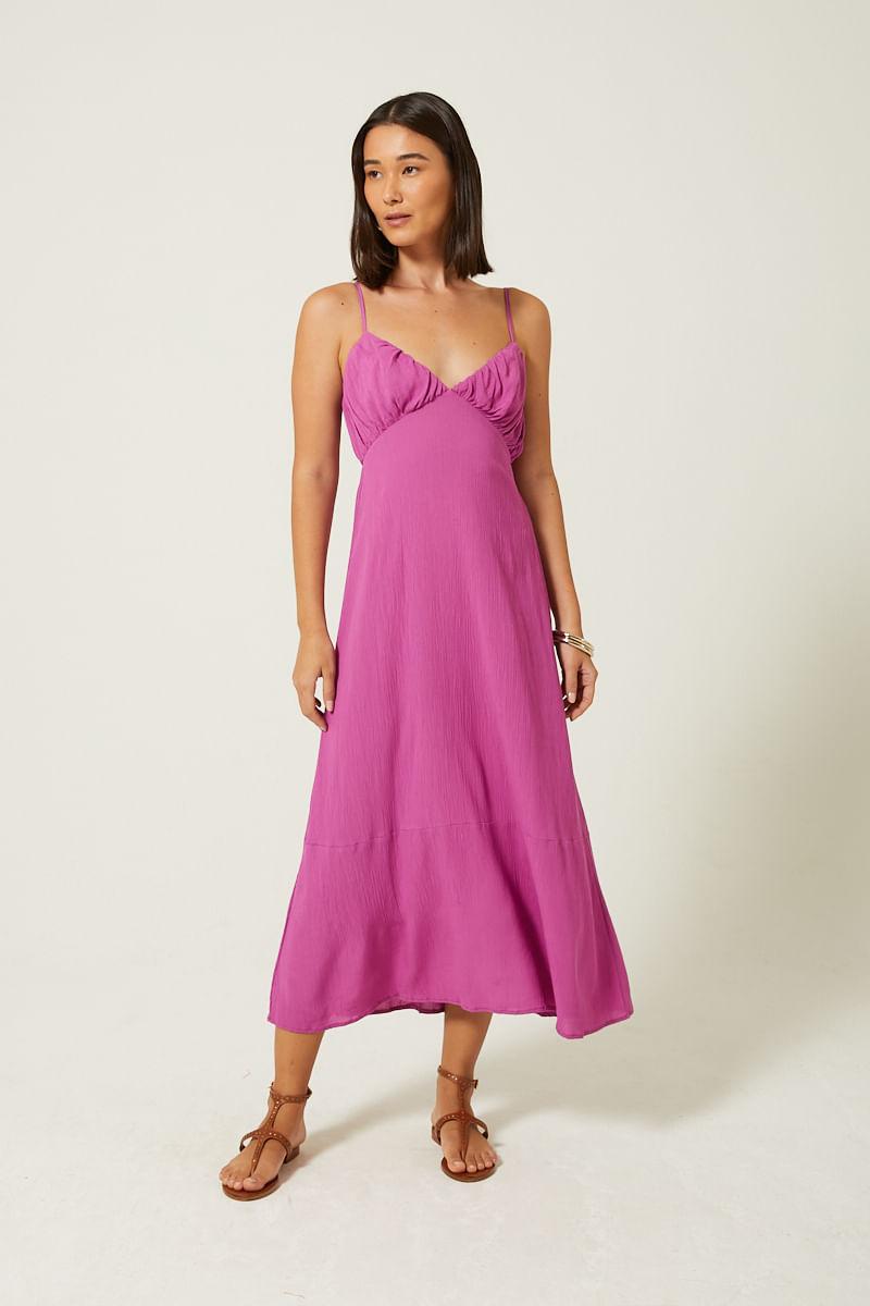 Vestido Midi Busto Franzido