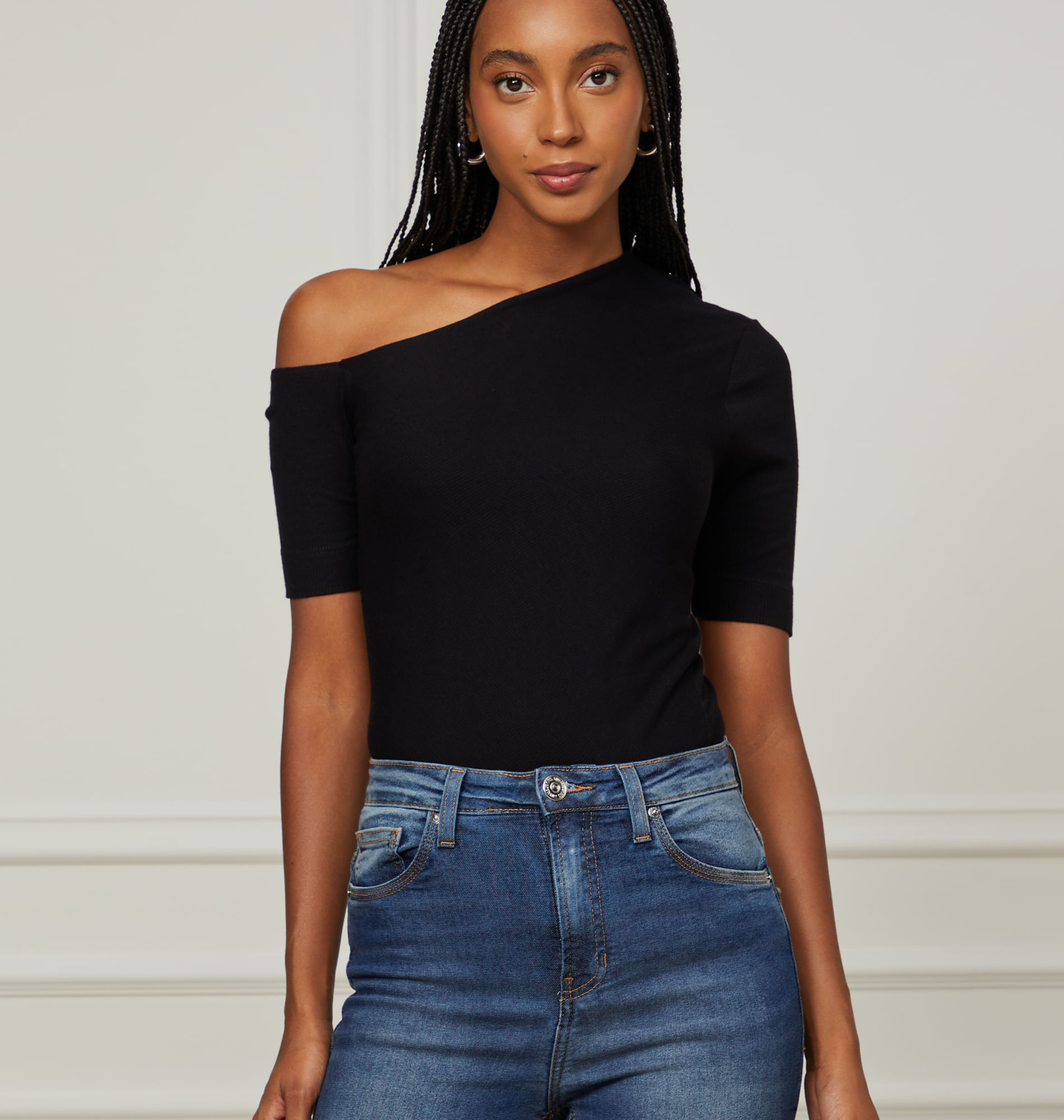 Blusa Rib Decote Angular