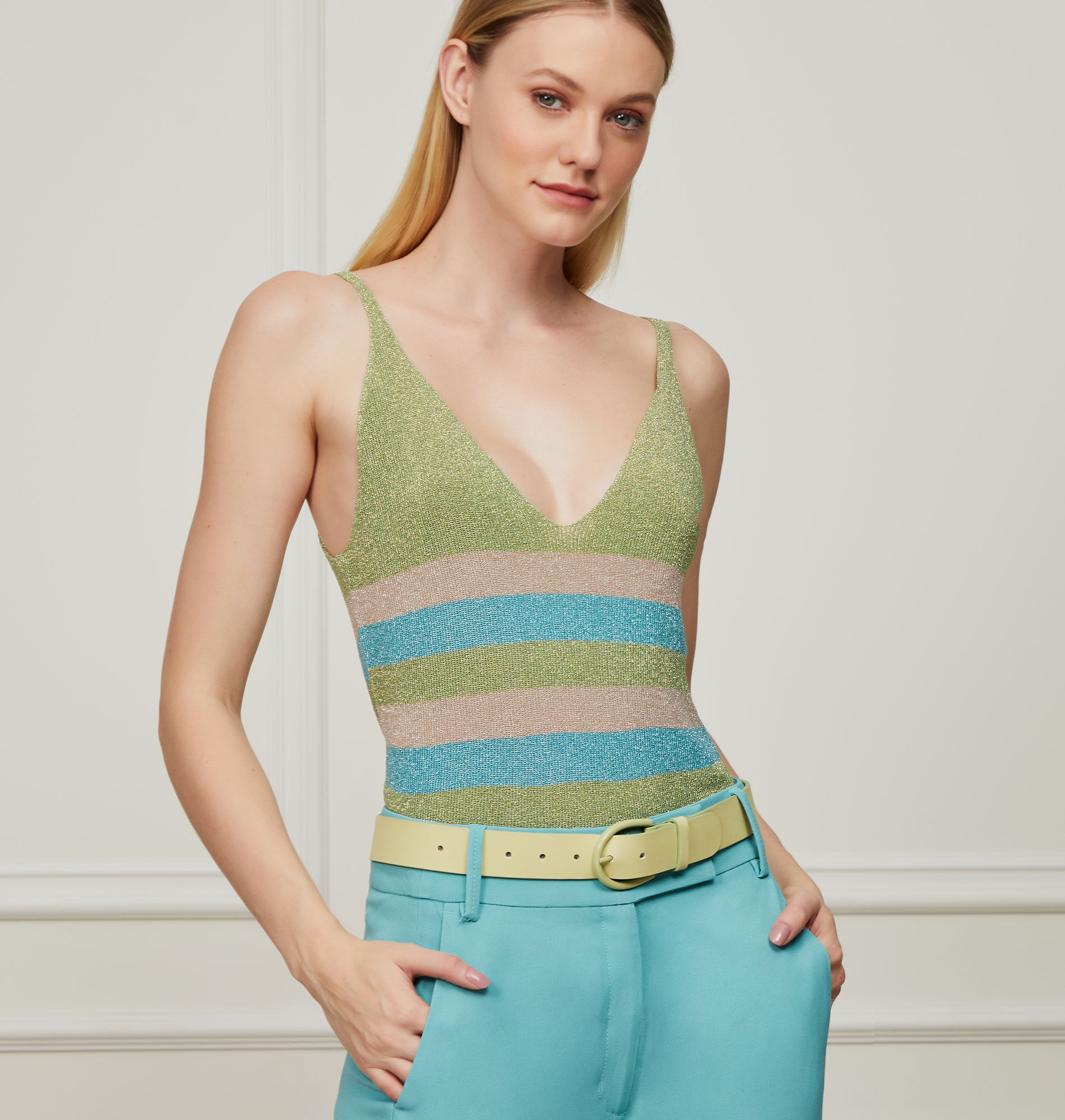 Regata Com Lurex Listrado De Tricot Mix Colors