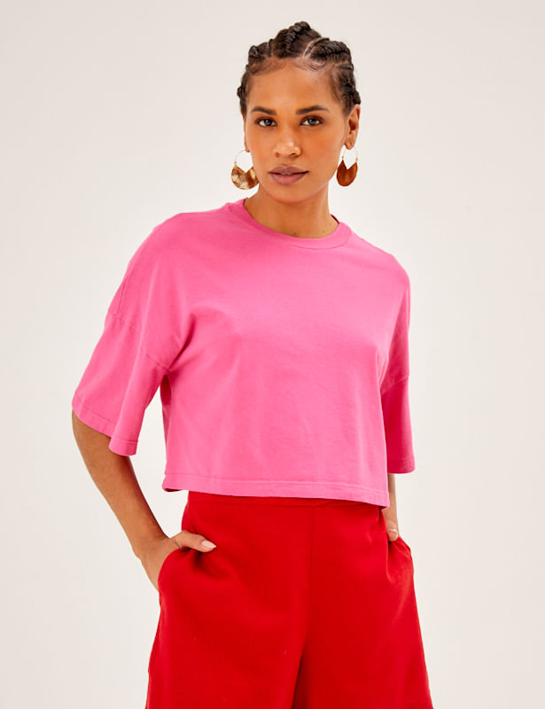 Blusa Manga Curta Cava Deslocada