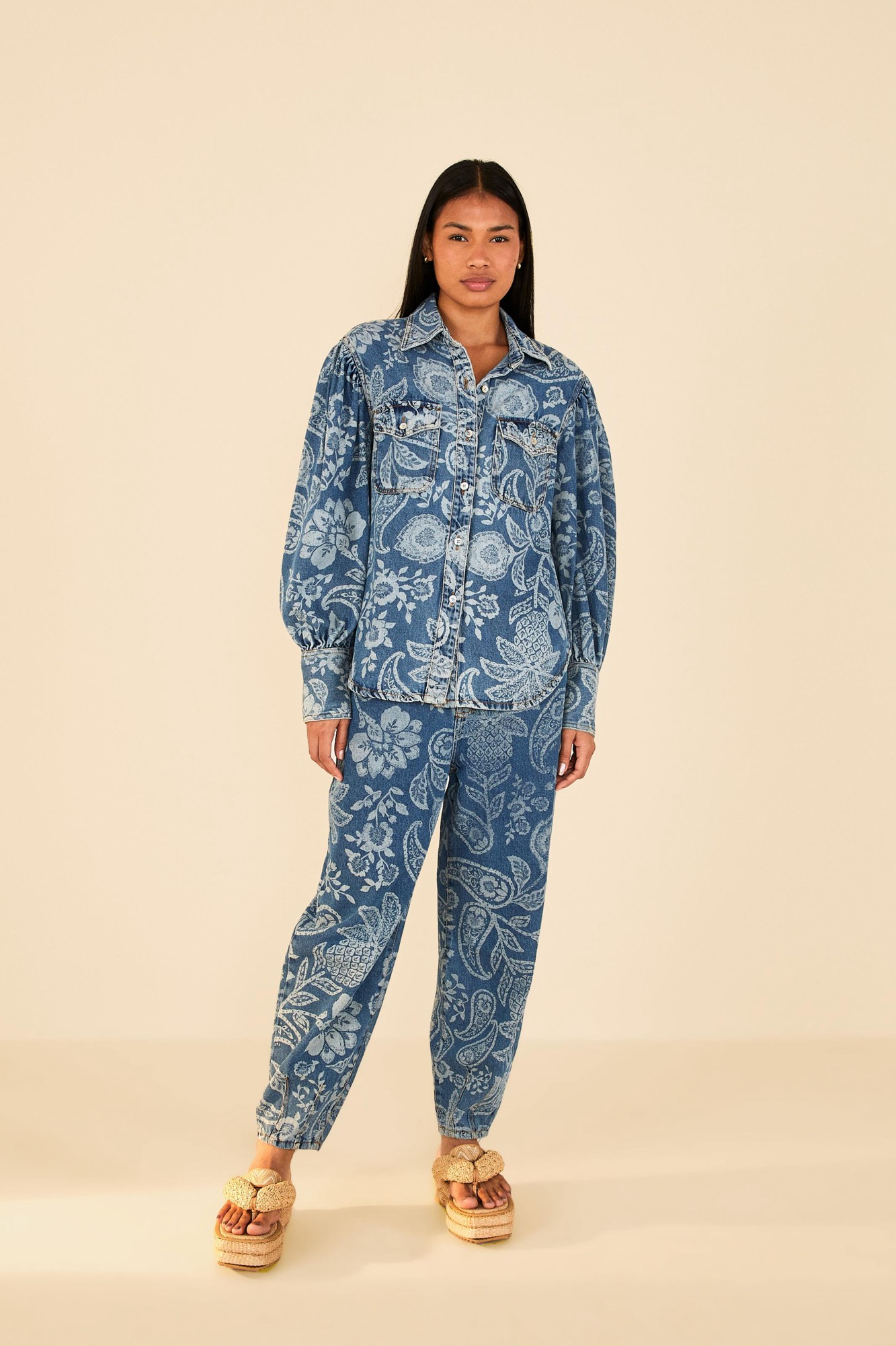 Camisa Jeans Estampada Desejo De Abacaxi