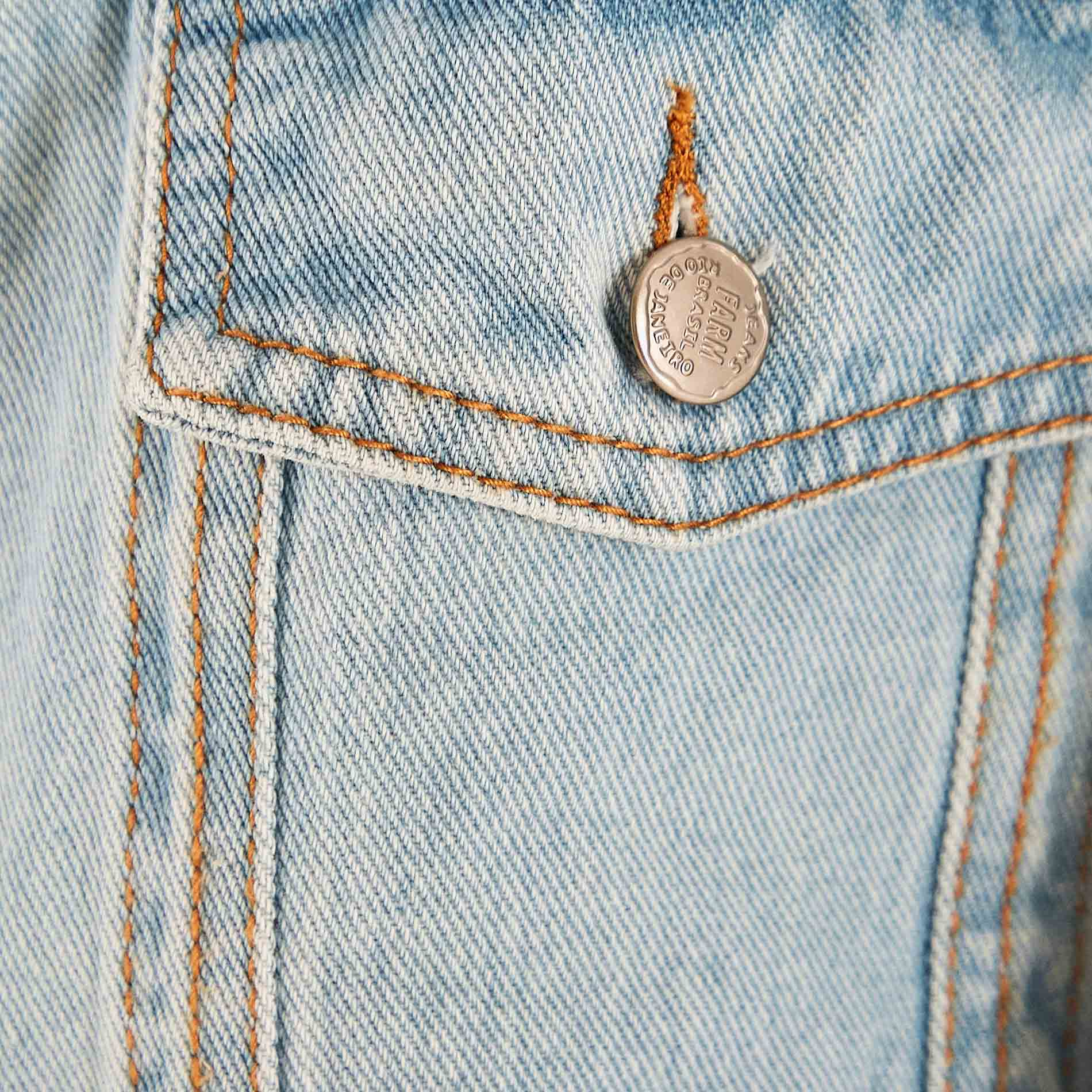 Jaqueta Jeans Bordada Pe De Abacaxi