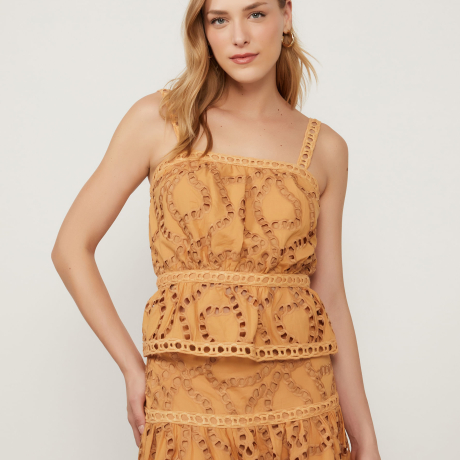 Blusa De Algodão Correntes Marrom Nozes
