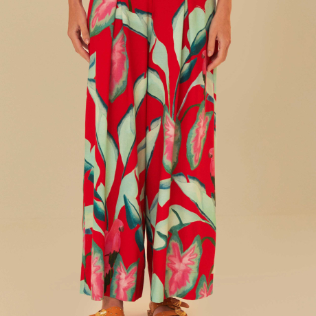 Calça Estampada Folhagem De Verão