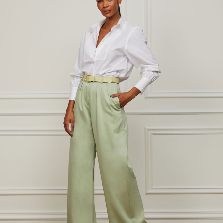Calça Pantalona Verde De Alfaiataria