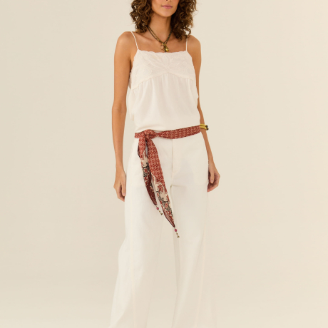 Calça Sarja Wide Pespontos