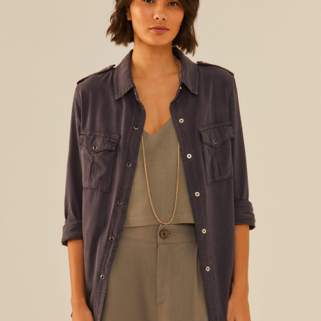 Camisa Sarja Detalhe Cupro