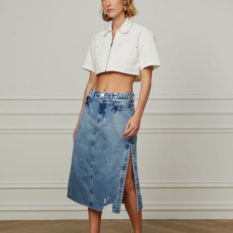 Camisa Sarja Mix Tecidos Cropped