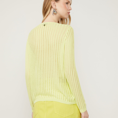 Cardigan De Tricot Amarração Com Transparência