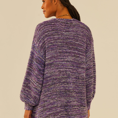 Cardigan Tricot Longo Ponto Multicolor