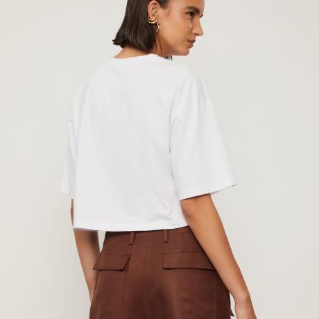T-Shirt De Malha Cropped Off White