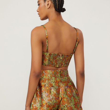 Top Cropped Mini Flower Com Recorte