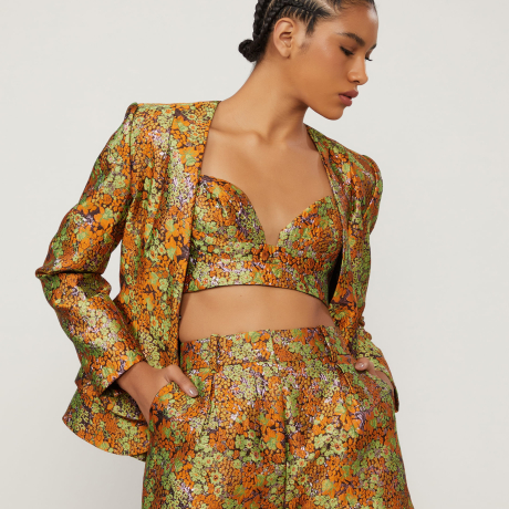 Top Cropped Mini Flower Com Recorte