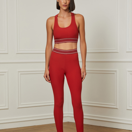 Top Elastic Textura Vermelho Terroso