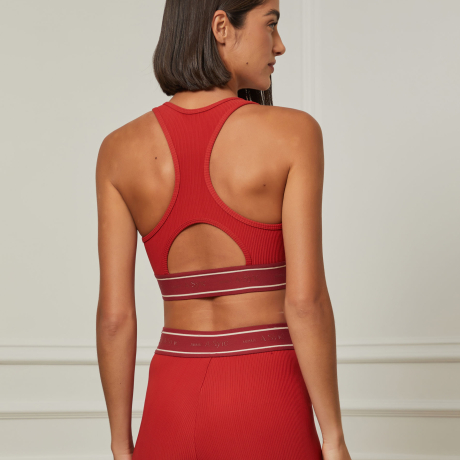 Top Elastic Textura Vermelho Terroso