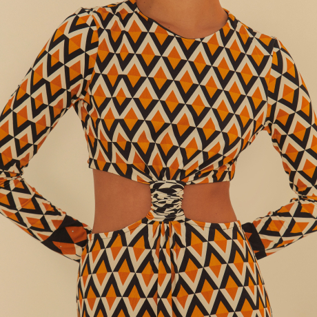 Vestido Cropped Estampado Tambaqui