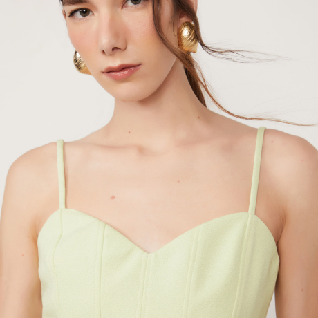 Vestido De Malha Crepe Midi Verde Aloe Corselet