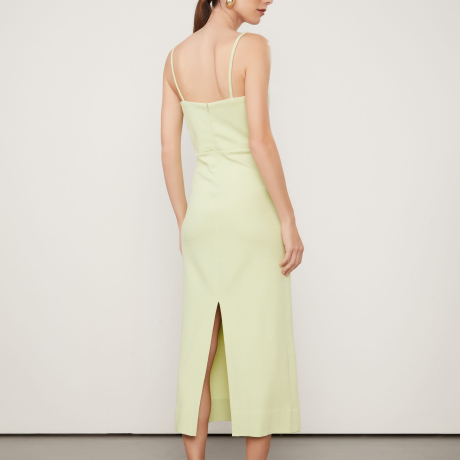 Vestido De Malha Crepe Midi Verde Aloe Corselet