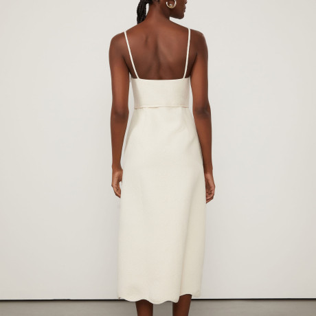 Vestido Jacquard De Algodão Midi Off White