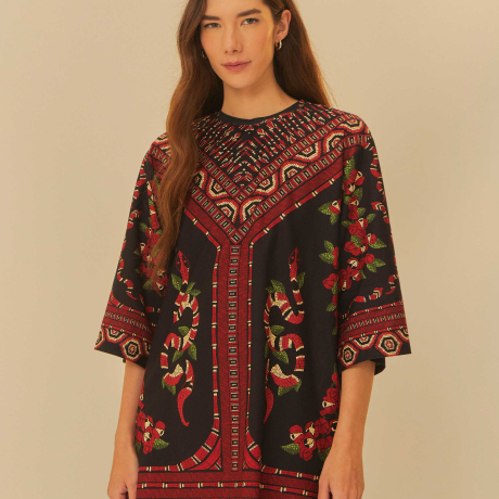Vestido T-Shirt Big Estampado Guaraná Coral
