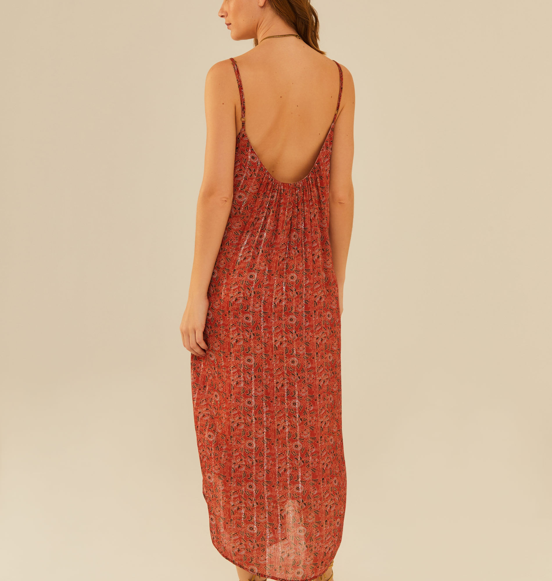 Vestido Midi Alcinha Estampa Jaipur
