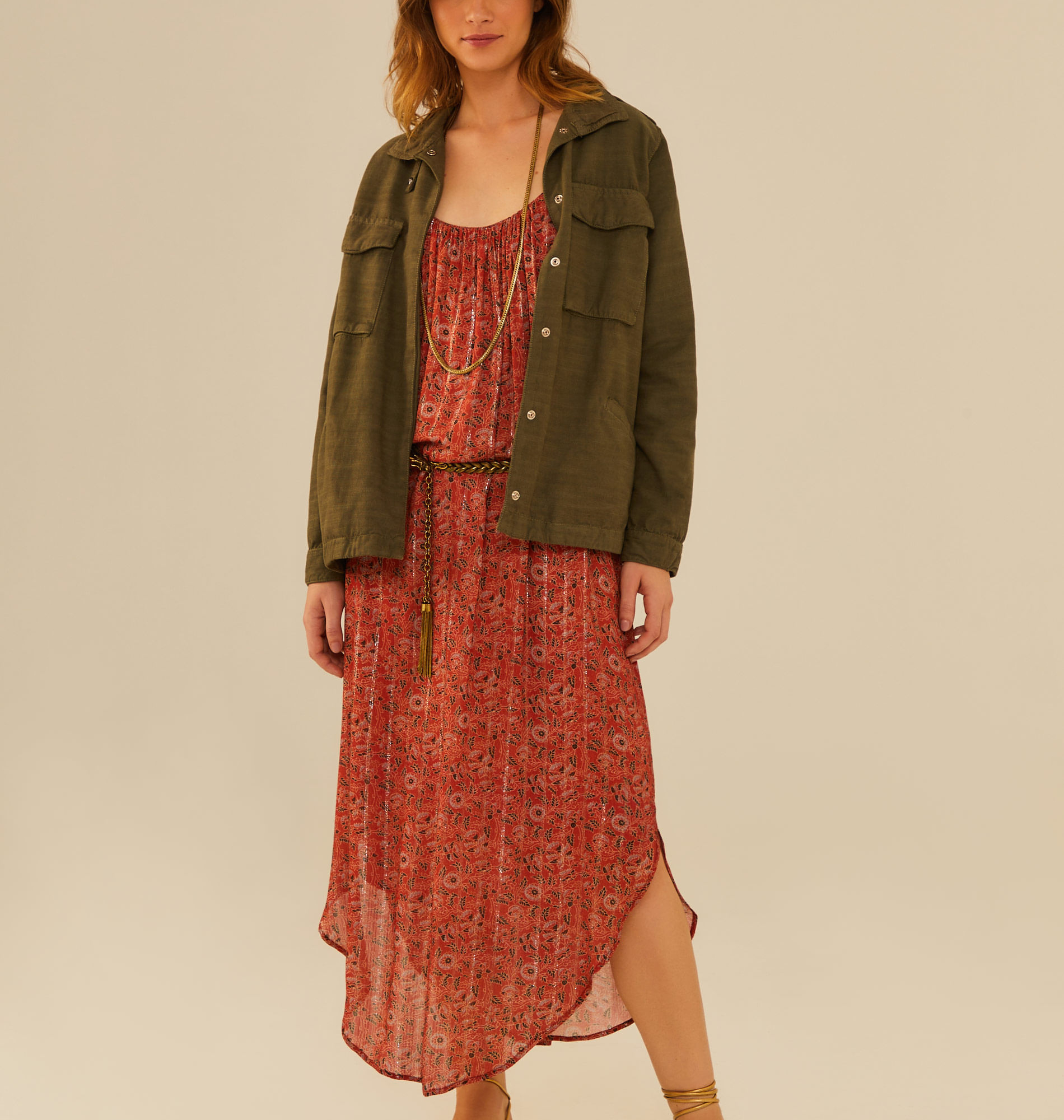 Vestido Midi Alcinha Estampa Jaipur