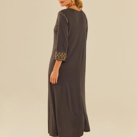 Vestido Midi Bordado Ouro Vestido Midi Bordado Ouro