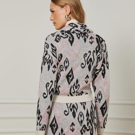 Cardigan De Tricot Cropped Jacquard Ikat