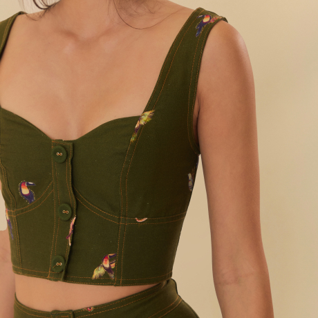 Blusa Botões Estampada Na Selva