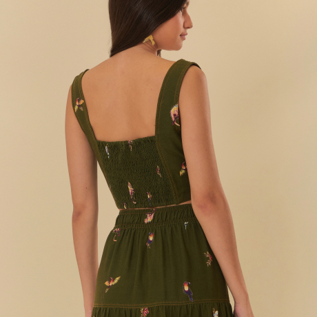 Blusa Botões Estampada Na Selva