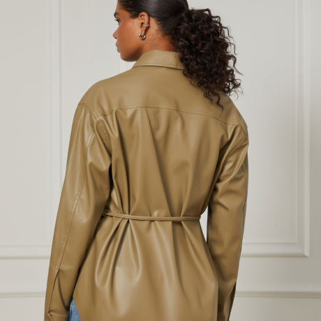 Camisa Like Leather  Com Amarração Na Cintura