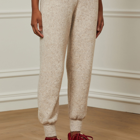 Calca De Tricot Jogging Bege Manha