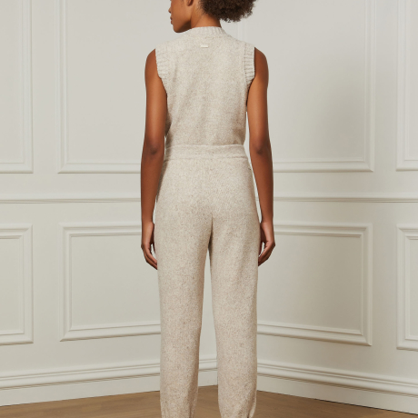 Calca De Tricot Jogging Bege Manha