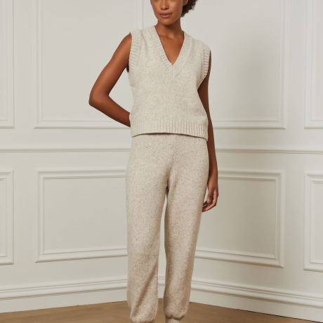 Calca De Tricot Jogging Bege Manha