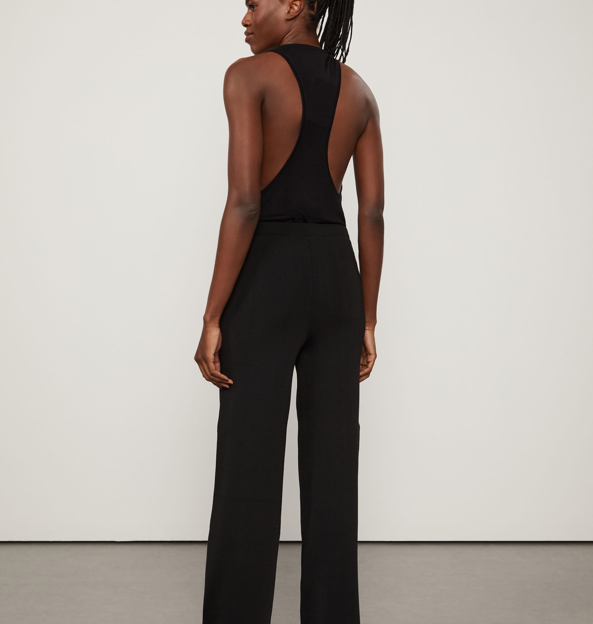 Calca Pantalona De Tricot Preta