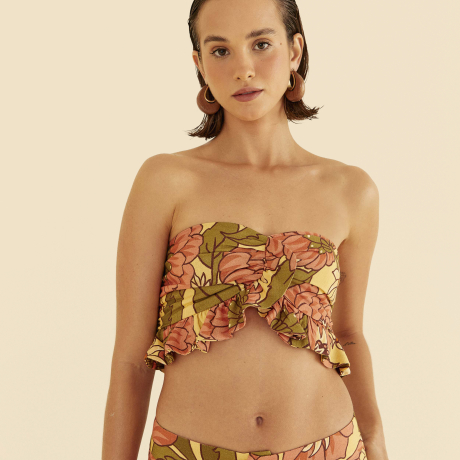 Top Babado Estampado Floral Lindeza