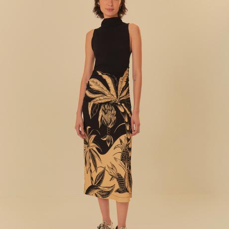 Vestido Midi Estampado Floresta Praiana Vestido Midi Estampado Floresta Praiana