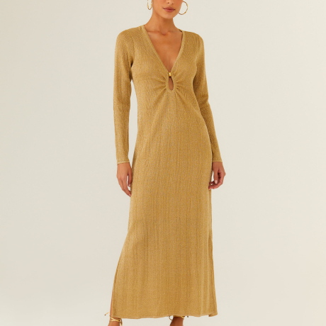 Vestido Tricot Lurex Argola