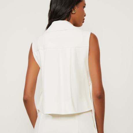 Colete Off White De Malha Estruturada Cropped