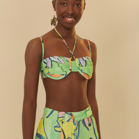 Top Franzido Estampado Banana Flora