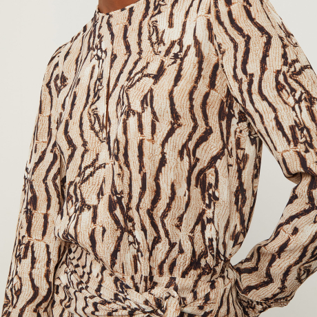 Vestido De Georgette Curto Com Amarração Estampado