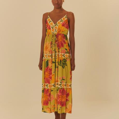 Vestido Longo Estampado Arara Em Flor Vestido Longo Estampado Arara Em Flor