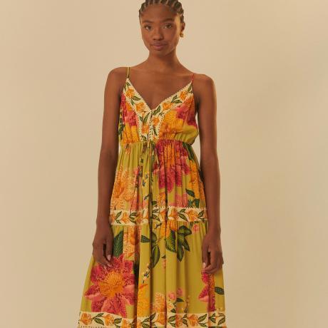 Vestido Longo Estampado Arara Em Flor Vestido Longo Estampado Arara Em Flor
