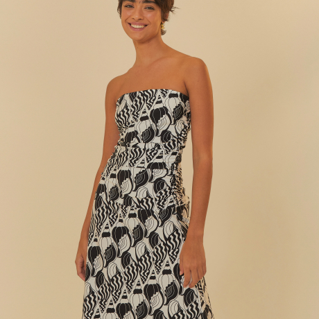 Vestido Midi Estampado Concha Do Mar