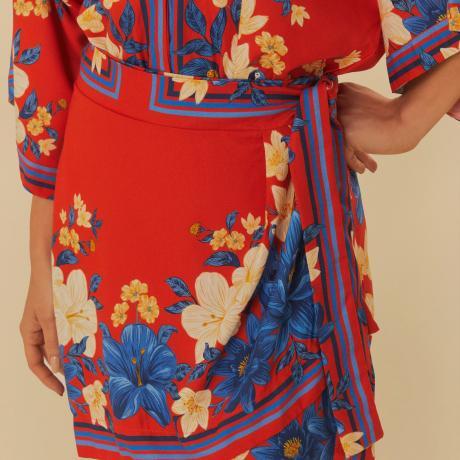 Saia Curta Pareô Estampado Lenço Ararajuba