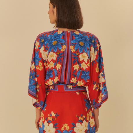 Saia Curta Pareô Estampado Lenço Ararajuba